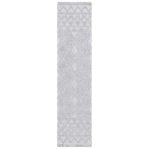 SAFAVIEH Lotus Nora Geometric Runner Rug, Light Grey/Grey, 2' x 8'