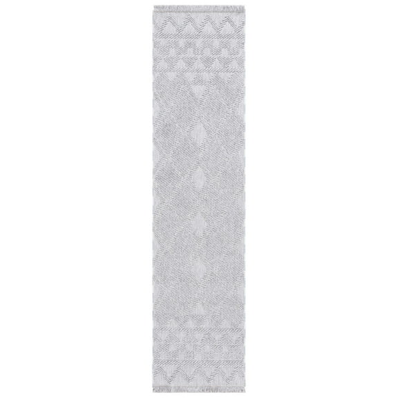 SAFAVIEH Lotus Nora Geometric Runner Rug, Light Grey/Grey, 2' x 8'