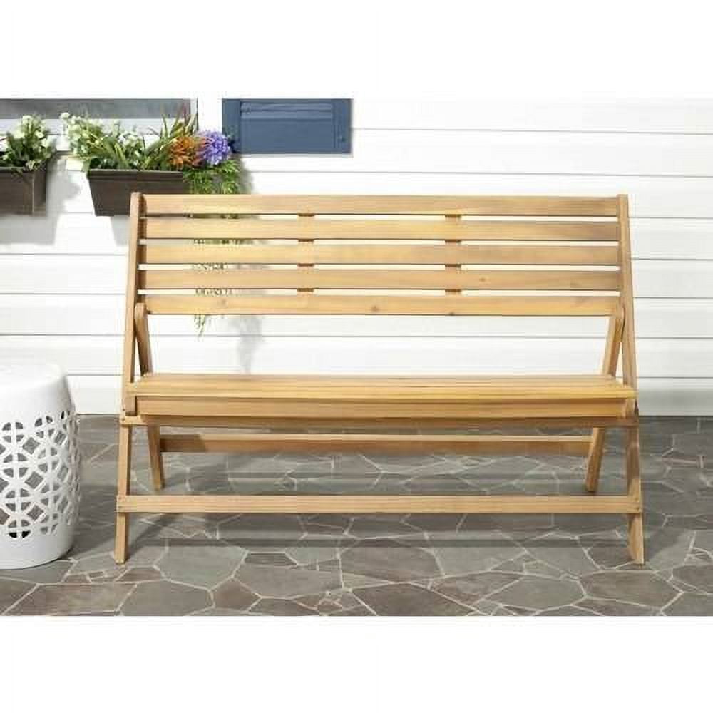 SAFAVIEH Luca Outdoor Patio Acacia Folding Bench, Natural Brown
