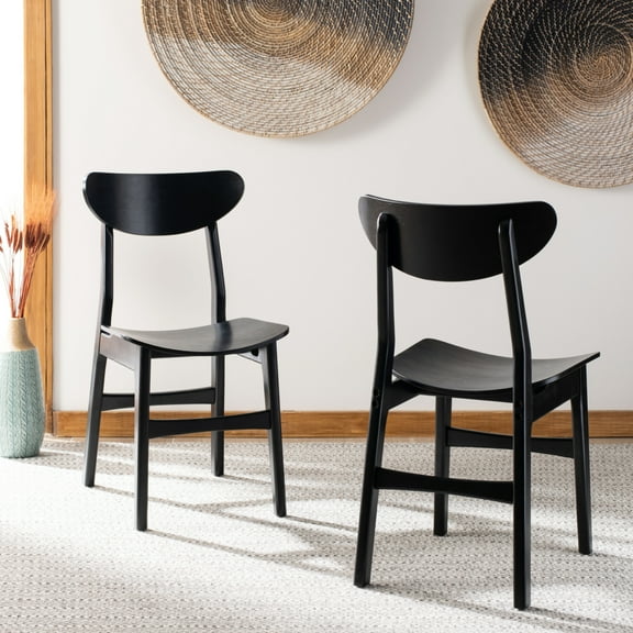 SAFAVIEH Lucca Retro Farmhouse Dining Chair, Black, Set of 2