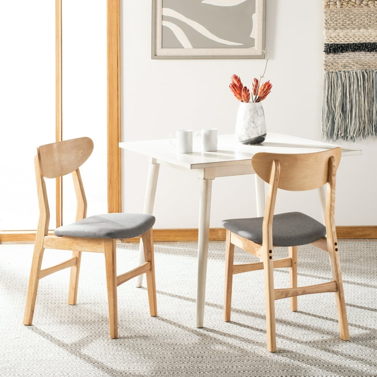 SAFAVIEH Lucca Retro Farmhouse Dining Chair Natural Grey Set of 2