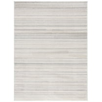 SAFAVIEH Lucia Edythe Striped Shag Area Rug, Light Grey/White, 6'7" x 9'
