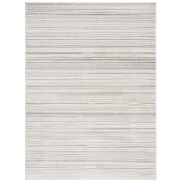 SAFAVIEH Lucia Edythe Striped Shag Area Rug, Light Grey/White, 6'7" x 9'