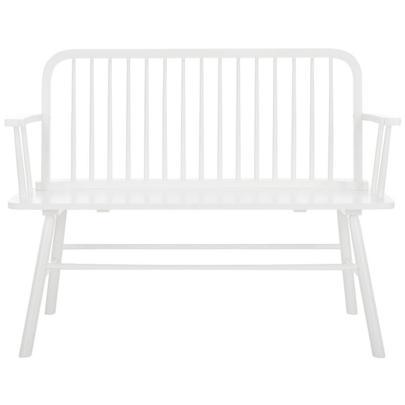 SAFAVIEH Lucilia Spindle Solid Classic Arm Bench, White