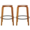 thumbnail image 1 of SAFAVIEH Luella Round Backless Counter Stool, Walnut/Black (Set of 2), 1 of 12