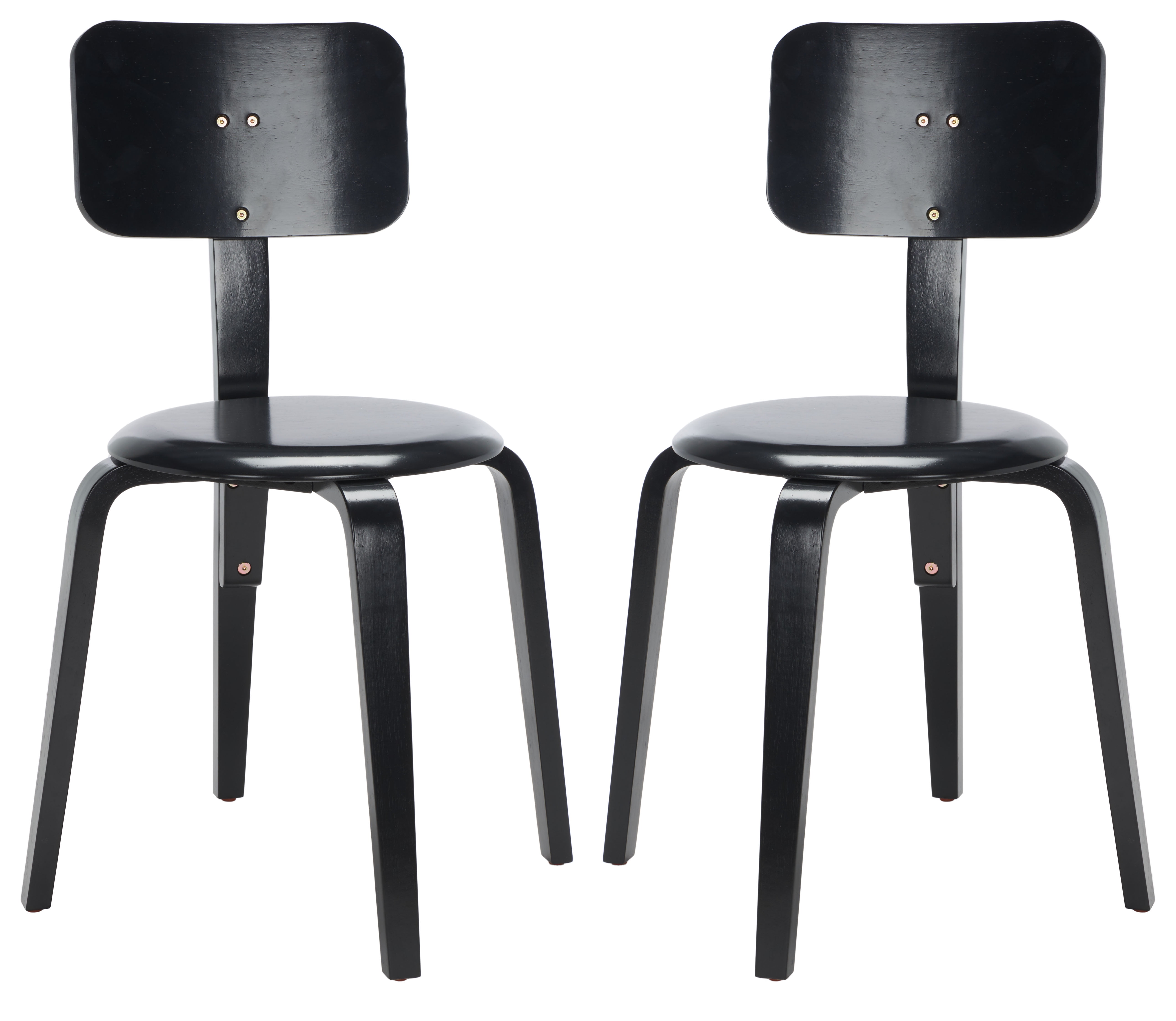 Elegant Black Bentwood Low-Back Stackable Dining Chair, Set of 2