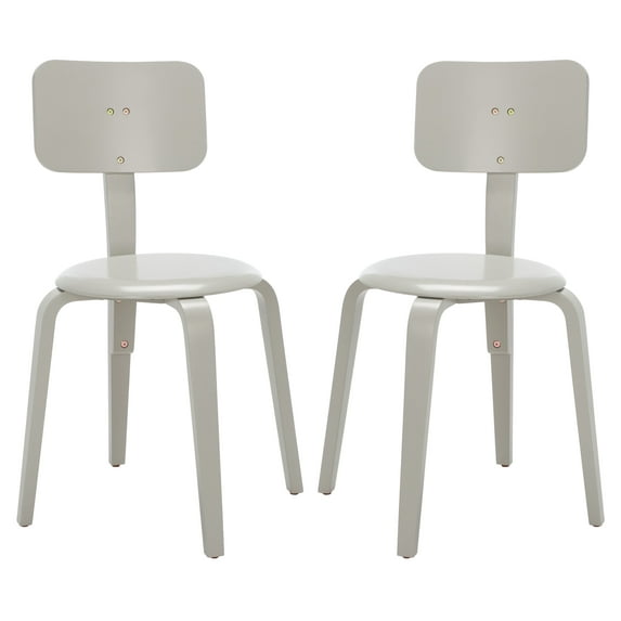 SAFAVIEH Luella Stackable Dining Chair, Grey, Set of 2 (22.6 in. W x 22.6 in. D x 32.9 in. H)