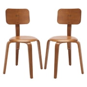 SAFAVIEH Luella Stackable Dining Chair, Walnut, Set of 2 (21.7 in. W x 22.6 in. D x 32.9 in. H)