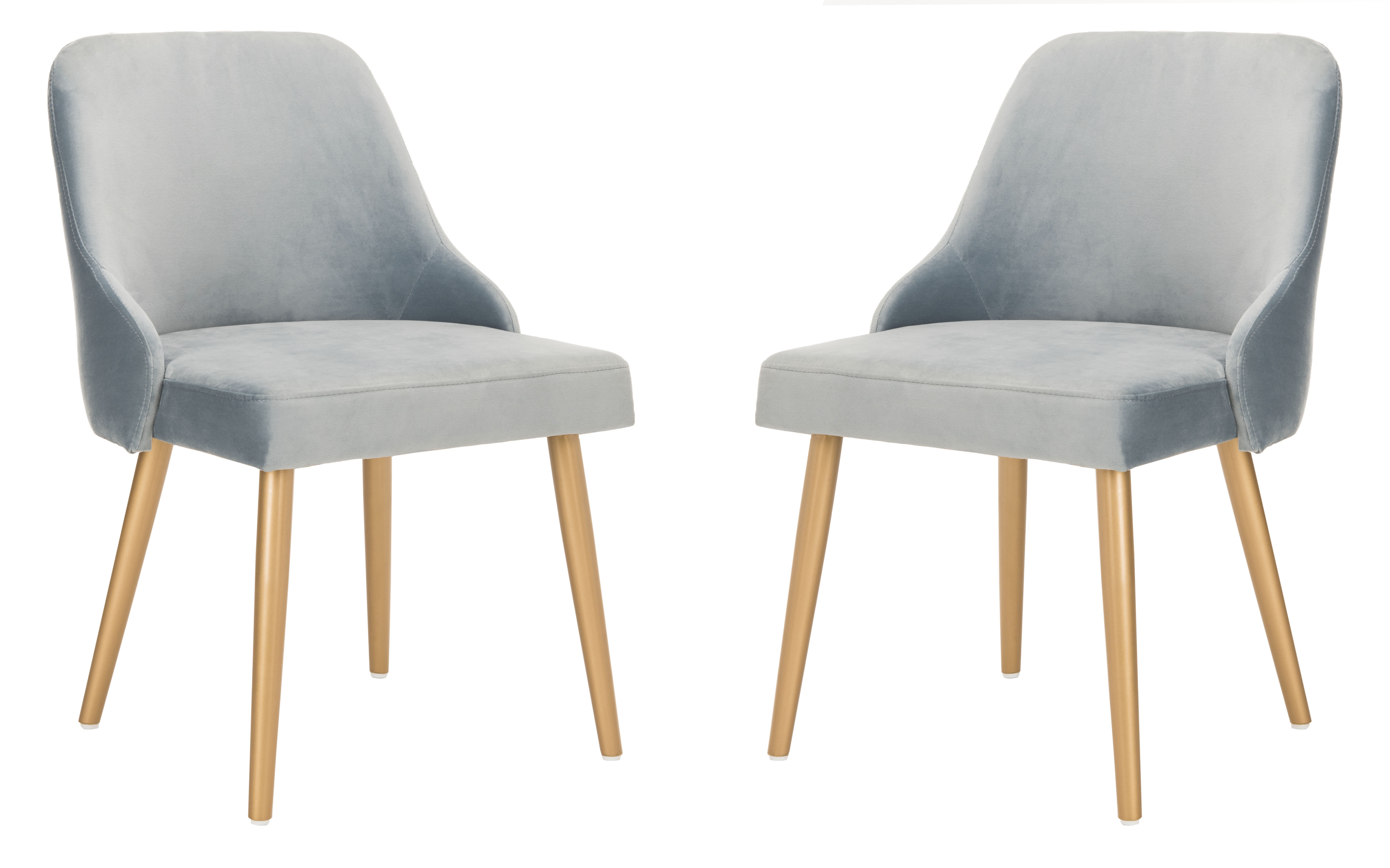 Slate Blue Velvet Upholstered Parsons Chair with Gold Legs