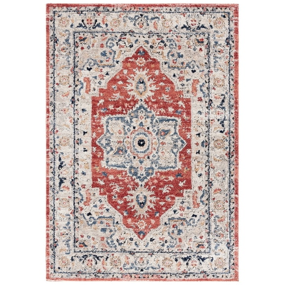 SAFAVIEH Luna Brendanus Medallion Area Rug, Beige/Rust Blue, 9' x 12'