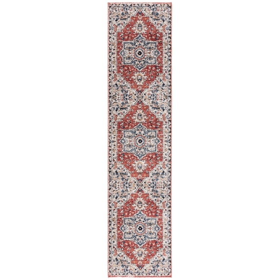 SAFAVIEH Luna Brendanus Medallion Runner Rug, Beige/Rust Blue, 2'2" x 9'