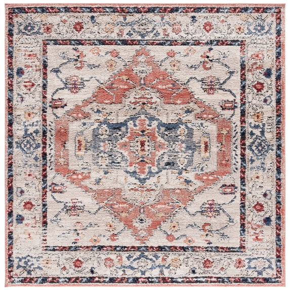 SAFAVIEH Luna Damjan Oriental Area Rug, Ivory/Rust, 6'7" x 6'7" Square