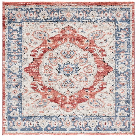SAFAVIEH Luna Dania Oriental Area Rug, Beige/Blue Rust, 6'7" x 6'7" Square