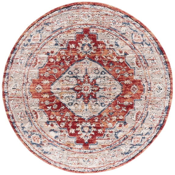 SAFAVIEH Luna Gisselle Medallion Area Rug, Beige/Rust Blue, 6'7" x 6'7" Round
