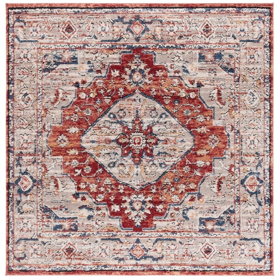 SAFAVIEH Luna Gisselle Medallion Area Rug, Beige/Rust Blue, 6'7" x 6'7" Square