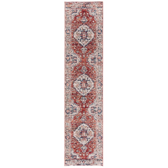 SAFAVIEH Luna Gisselle Medallion Runner Rug, Beige/Rust Blue, 2'2" x 9'