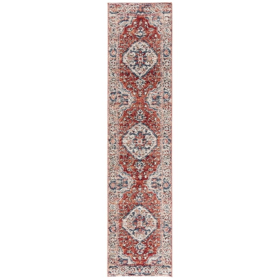 SAFAVIEH Luna Gisselle Medallion Runner Rug, Beige/Rust Blue, 2'2" x 9'