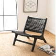 thumbnail image 1 of SAFAVIEH Luna Modern Leather Woven Accent Chair, Black, 1 of 11