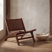 SAFAVIEH Luna Modern Leather Woven Accent Club Chair, Brown/Cognac
