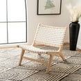thumbnail image 1 of SAFAVIEH Luna Modern Leather Woven Accent Club Chair, Natural/White, 1 of 7