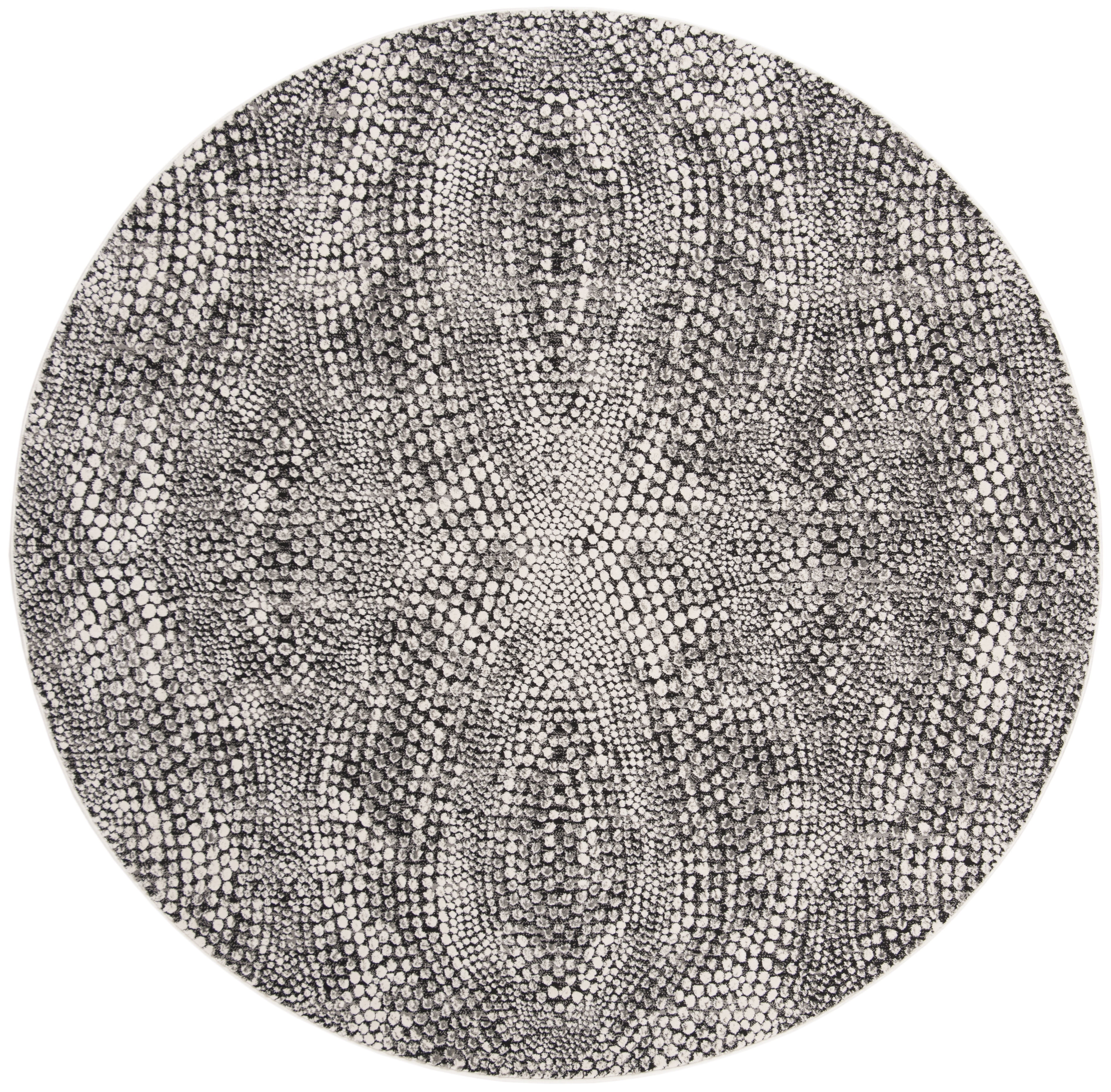SAFAVIEH Lurex Gorden Abstract Area Rug, Black/Light Grey, 5' x 5' Round