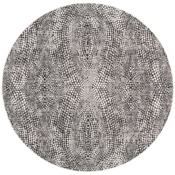 SAFAVIEH Lurex Gorden Abstract Area Rug, Black/Light Grey, 8' x 8' Round