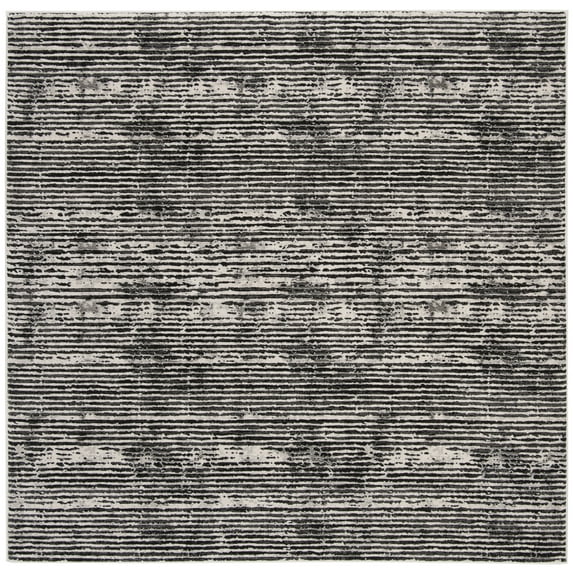 SAFAVIEH Lurex Marielle Striped Area Rug, Black/Grey, 5' x 5' Square