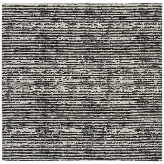 SAFAVIEH Lurex Marielle Striped Area Rug, Black/Grey, 8' x 8' Square