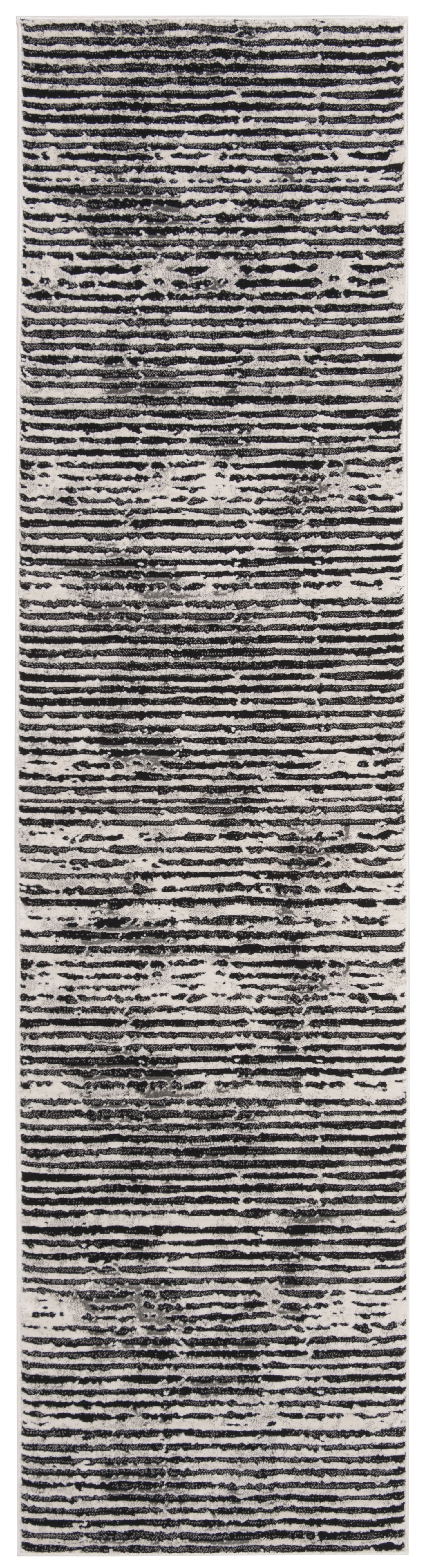 SAFAVIEH Lurex Marielle Striped Runner Rug, Black/Grey, 2' x 6'