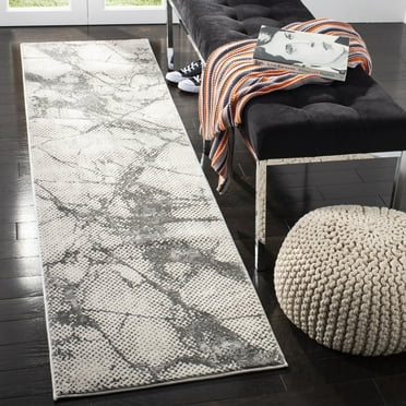 SAFAVIEH Lurex Raschelle Abstract Runner Rug, Ivory/Grey, 2' x 8'