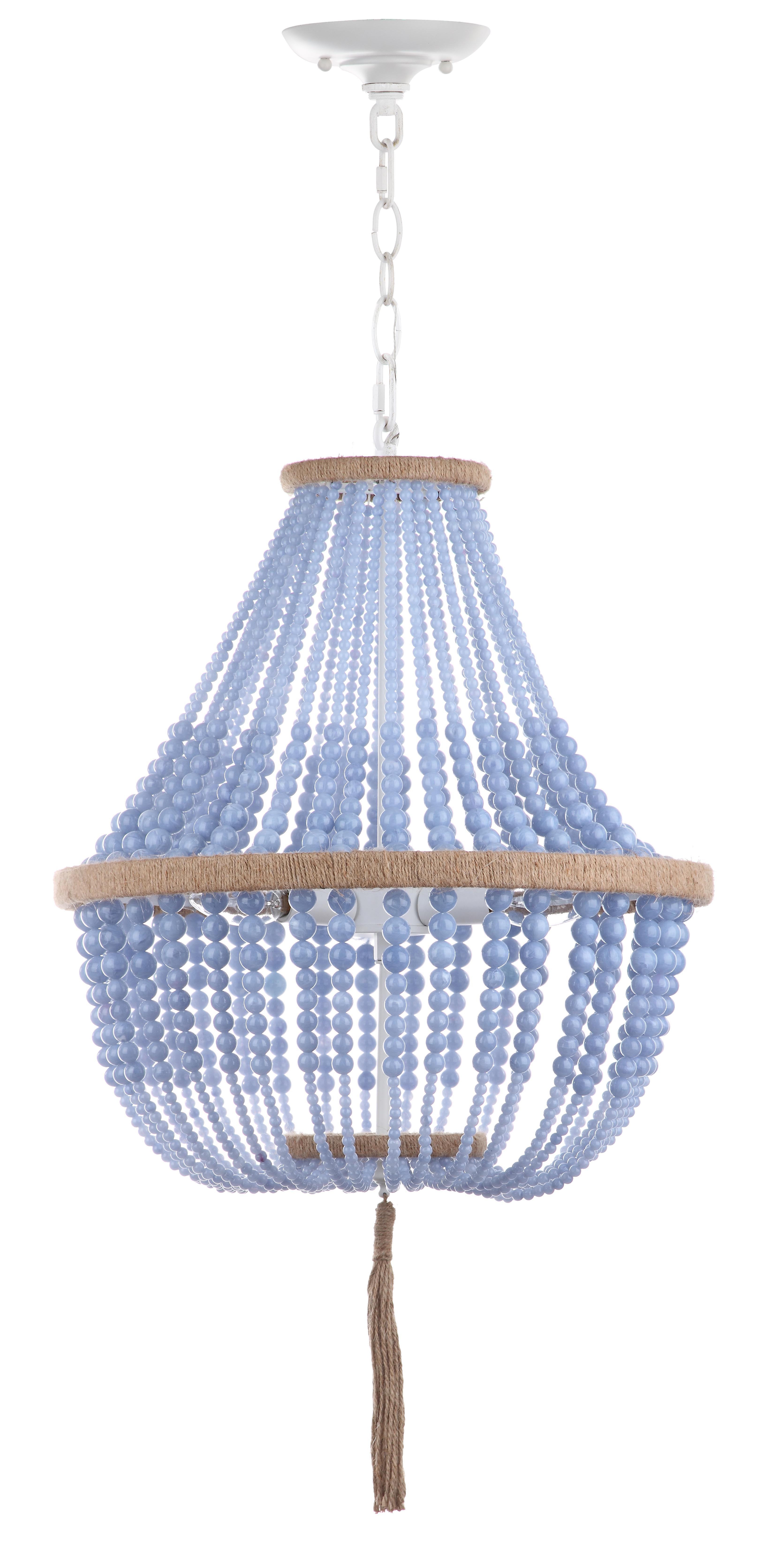 Contemporary Kristi 3-Light 16.5" Blue Beaded Pendant