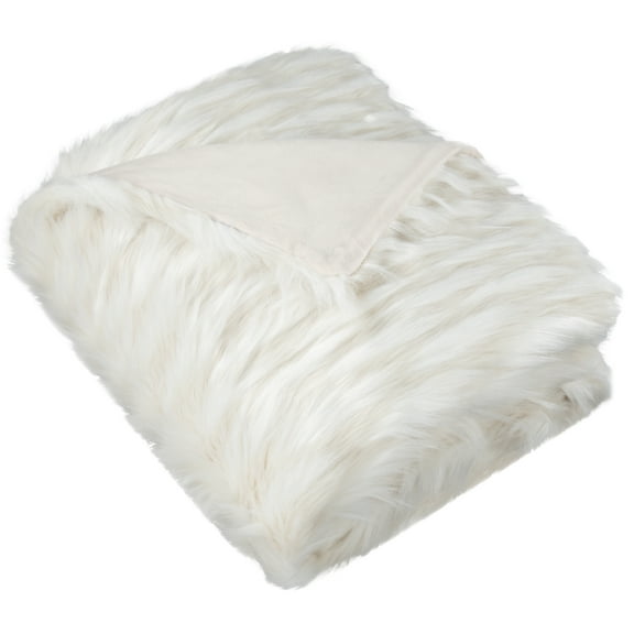 SAFAVIEH Luxe Feather Solid Faux Fur Throw, 50" x 60", White