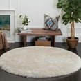 thumbnail image 1 of SAFAVIEH Luxe Paxton Solid Plush Polyester Shag Area Rug, Bone, 4' x 4' Round, 1 of 9