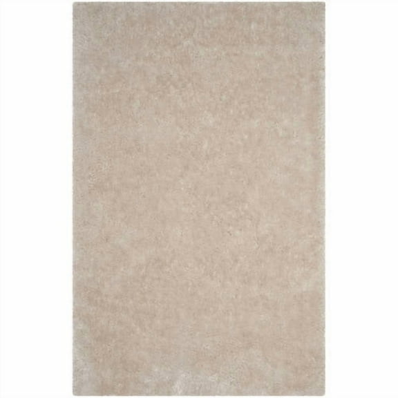 SAFAVIEH Luxe Paxton Solid Plush Polyester Shag Area Rug, Bone, 6' x 6' Square