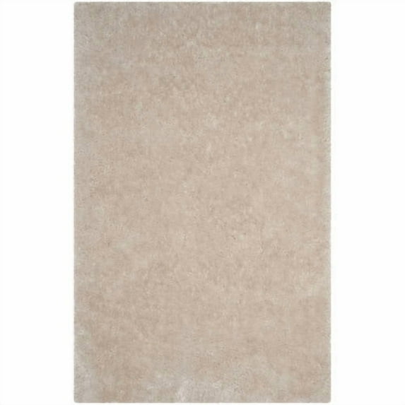 SAFAVIEH Luxe Paxton Solid Plush Polyester Shag Area Rug, Bone, 6' x 6' Square