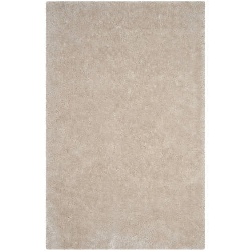 Bone 6' Square Hand-Tufted Shag Area Rug