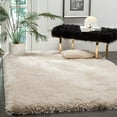 thumbnail image 1 of SAFAVIEH Luxe Paxton Solid Plush Polyester Shag Area Rug, Bone, 6' x 9', 1 of 9