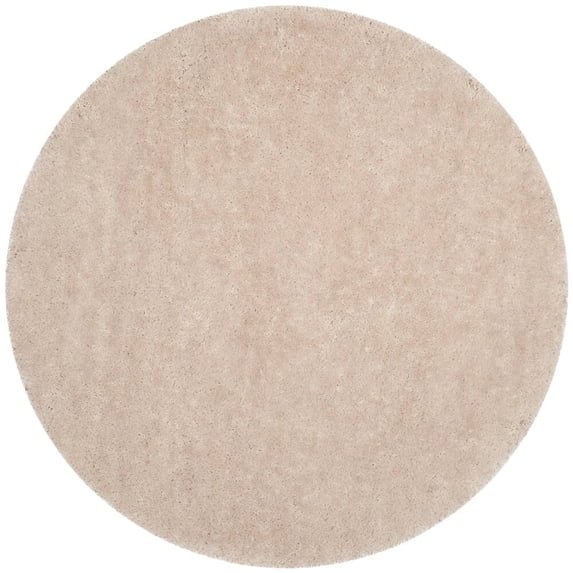SAFAVIEH Luxe Paxton Solid Plush Polyester Shag Area Rug, Bone, 8' x 8' Round