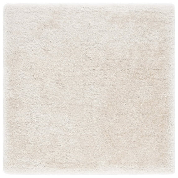 SAFAVIEH Luxe Paxton Solid Plush Polyester Shag Area Rug, Bone, 8' x 8' Square