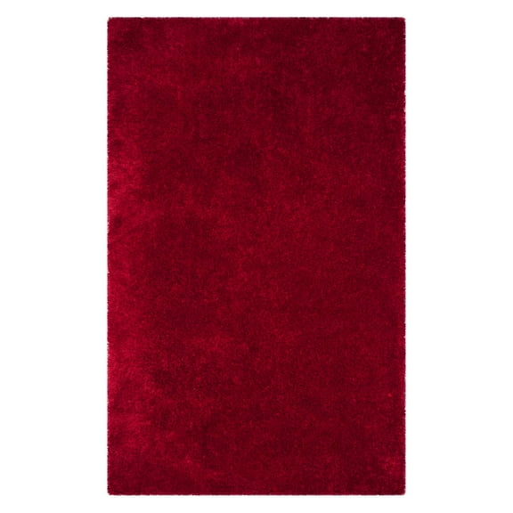 SAFAVIEH Luxe Paxton Solid Plush Polyester Shag Area Rug, Red, 8' x 10'