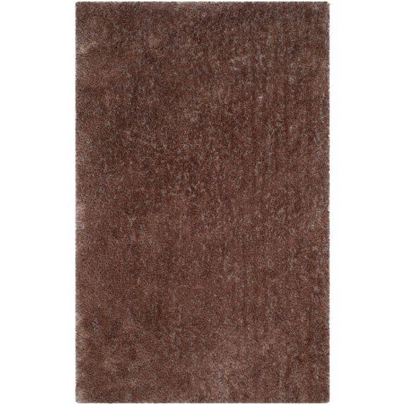 SAFAVIEH Luxe Paxton Solid Plush Polyester Shag Area Rug, Taupe, 2' x 3'