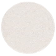 SAFAVIEH Luxe Paxton Solid Shag Area Rug, Bone, 3' x 3' Round