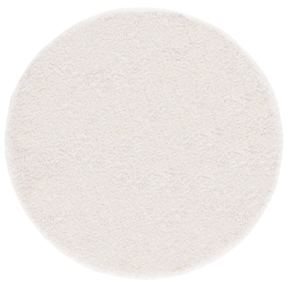 SAFAVIEH Luxe Paxton Solid Shag Area Rug, Bone, 3' x 3' Round
