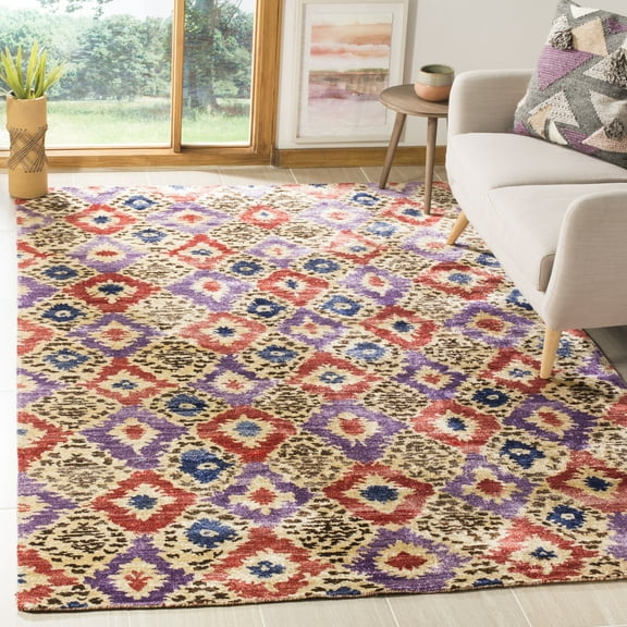 SAFAVIEH Luxor Leighton Geometric Area Rug, Purple/Rust, 8' x 10'