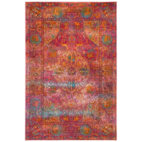 SAFAVIEH Luxor Metha Abstract Area Rug, Fuchsia/Gold, 3' x 5'