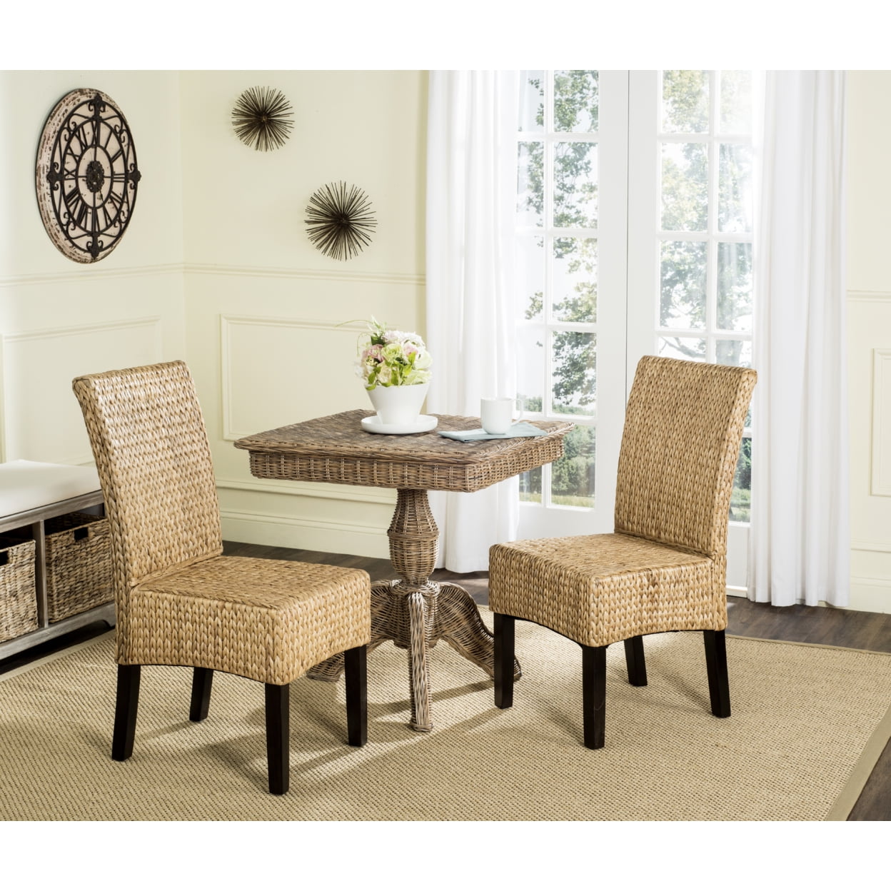 Luz Natural Wicker and Wood Side Chair Set