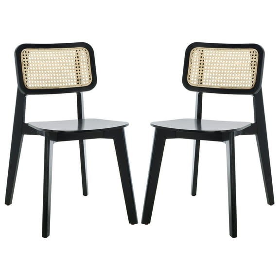 SAFAVIEH Luz Contemporary Cane Dining Chair, Black, Set of 2 (17.3 in. W x 20.1 in. D x 31.9 in. H)