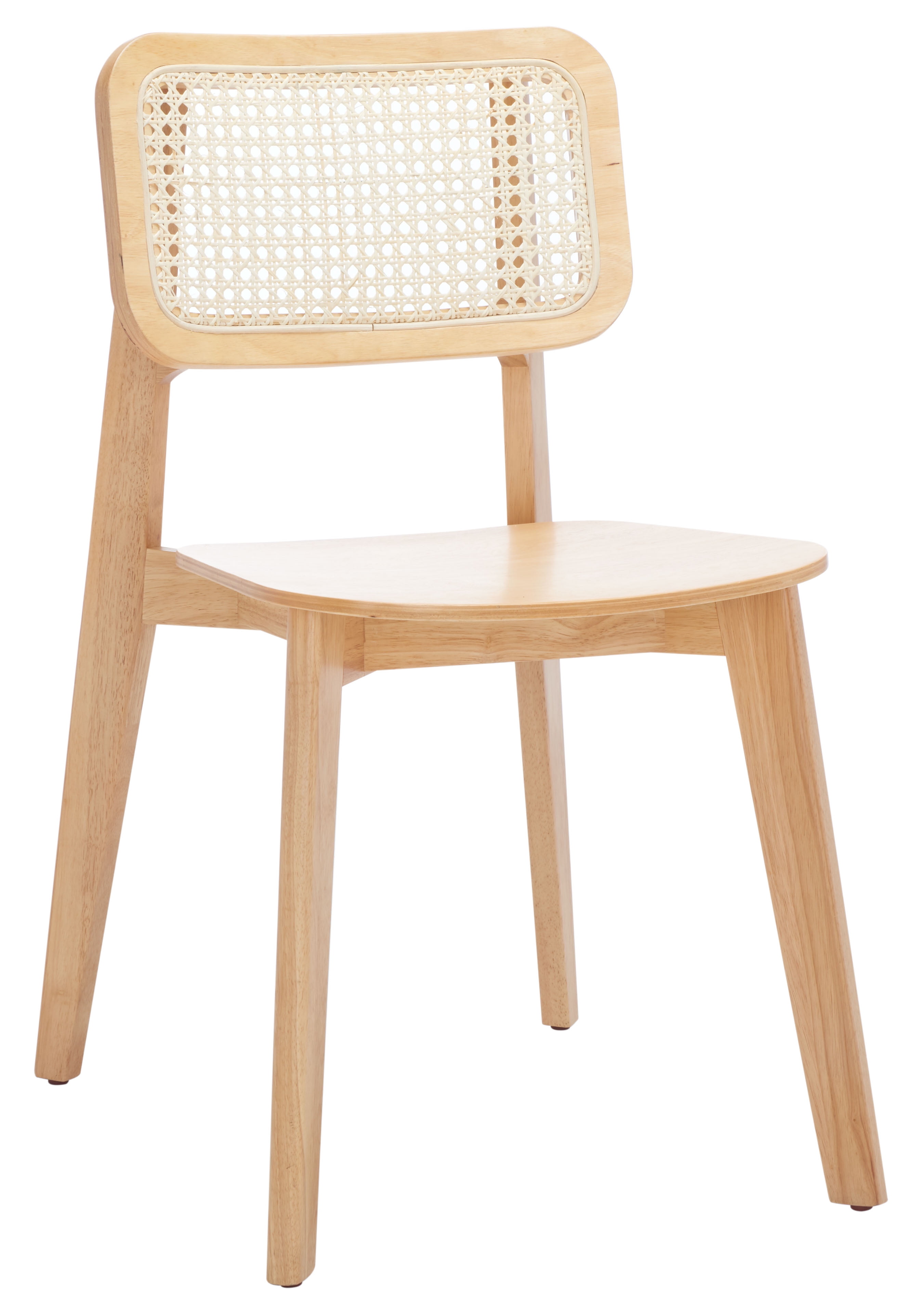 Natural Wood and Cane Low Slat Dining Chair Set