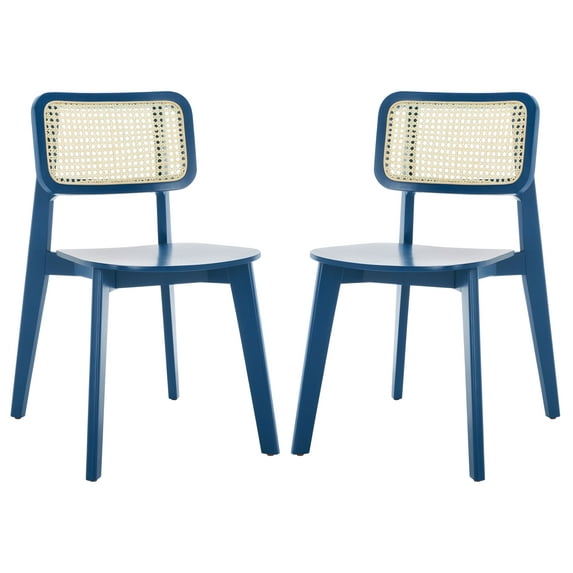 SAFAVIEH Luz Contemporary Cane Dining Chair, Navy, Set of 2 (17.3 in. W x 20.1 in. D x 31.9 in. H)