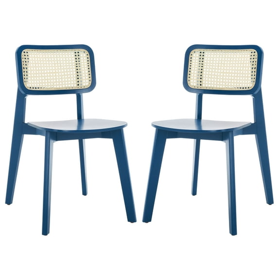 SAFAVIEH Luz Contemporary Cane Dining Chair, Navy, Set of 2 (17.3 in. W x 20.1 in. D x 31.9 in. H)
